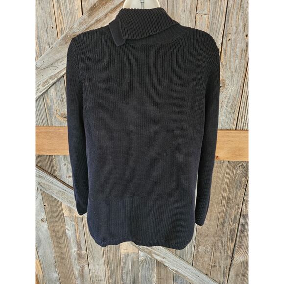 Talbots size medium chunky knit black sweater tunic EUC winter minimalist grunge - Picture 2 of 6